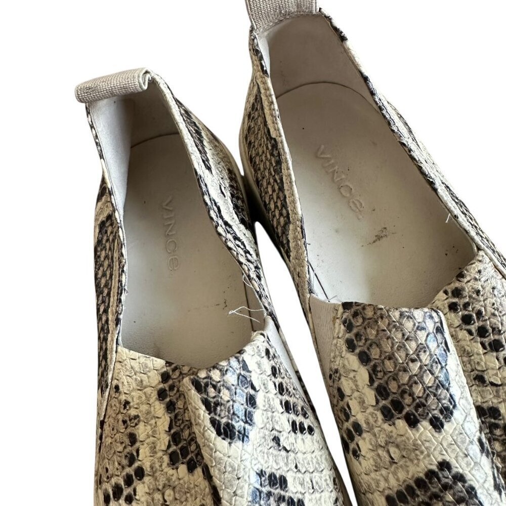 Vince Saxon 2 Slip On Sneakers Flats Snakeskin Python Leather Size 7 Women's - Picture 5 of 14